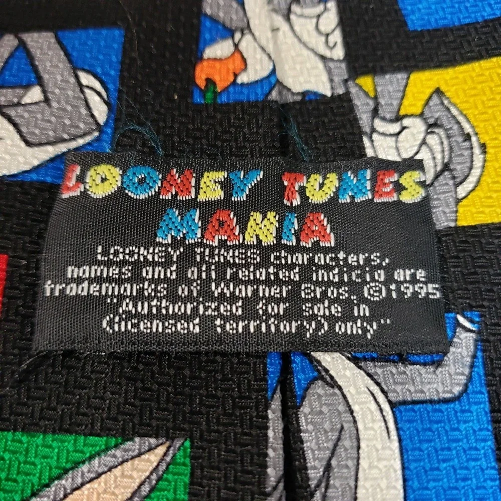 Looney Tunes Mania Silk Necktie Tie 1995 Bugs Bunny Warner Bros Rabbit Workwear